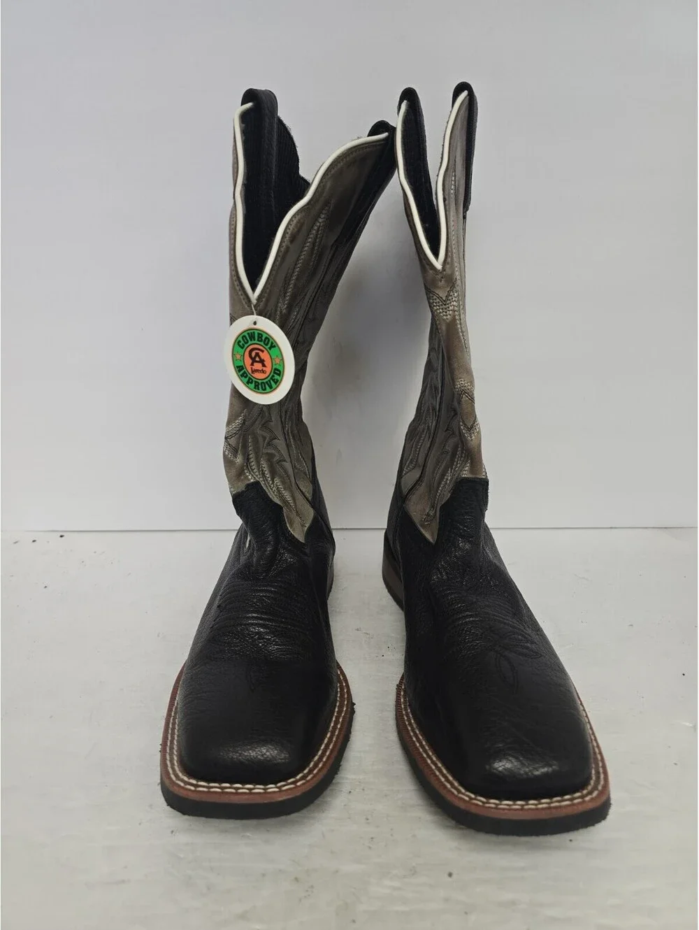 Laredo Men's 7910 Isac Square Toe Leather Cowboy Western Boot Black Gray 9.5D